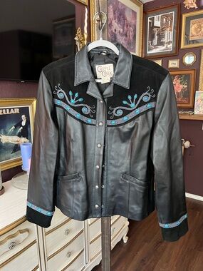 Cripple Creek Western Turqiouse Leather Jacket Size XL